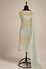 Grey Organza Sequins Suit