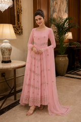 Pink Georgette Kamdani Anarkali