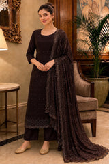 Brown Crepe Swarovski Suit