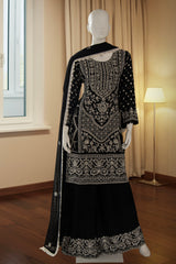 Black Chinnon Sharara Suit