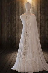 White Georgette Ring Mukaish Anarkali