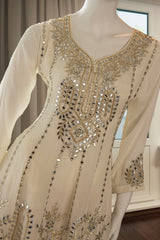 Off White Chinnon Short Anarkali Suit