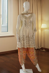 Off White Chinnon Short Anarkali Suit