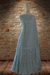 Powder Blue Chikankari Gotta Anarkali