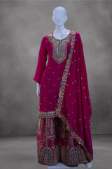 Magenta Chinnon Sharara Suit