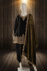Black Chinnon Short Anarkali Suit