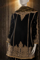 Black Chinnon Short Anarkali Suit