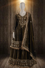 Black Tissue Anarkali Suit