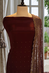 Maroon Crepe Swarovski Suit