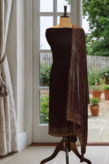 Brown Crepe Swarovski Suit