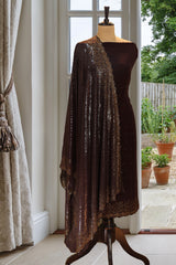 Brown Crepe Swarovski Suit