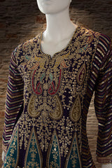 Aubergine Chinnon Short Anarkali Suit