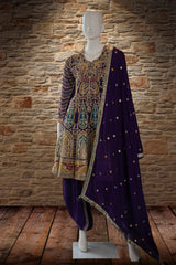 Aubergine Chinnon Short Anarkali Suit