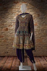 Aubergine Chinnon Short Anarkali Suit
