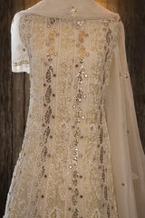 Ivory Organza Silk Anarkali