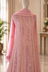 Pink Georgette Chikankari Anarkali