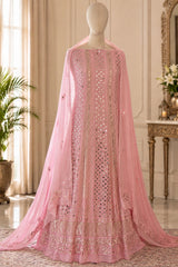 Pink Georgette Chikankari Anarkali