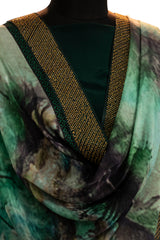 Bottle Green Crepe Swarovski Work Suit