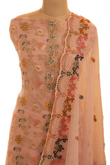 Pink Organza Meenakari work Suit