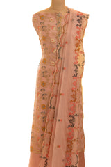 Pink Organza Meenakari work Suit