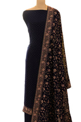 Navy Blue Crepe Swarovski Work Suit