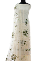 Off White Cotton Hand Painted Suit