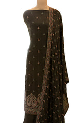 Olive Green Crepe Swarovski Work Suit