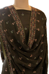 Olive Green Crepe Swarovski Work Suit