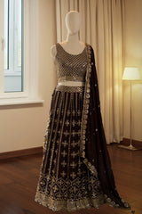 Plum Chinnon Lehenga Set