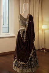 Plum Chinnon Lehenga Set