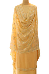 Peach Georgette Sequins Work Suit