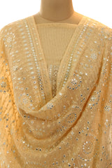 Peach Georgette Sequins Work Suit