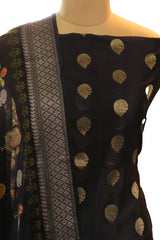Black Banarsi Muga Silk Zari Weaved Suit