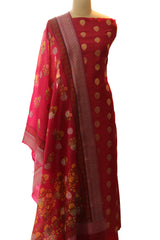 Magenta Banarsi Muga Silk Zari Weaved Suit