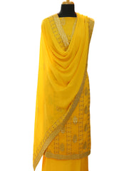 Yellow Opara Silk Zari and Swarovski Work Suit