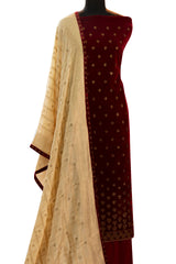 Maroon Velvet Swarovski Work Suit