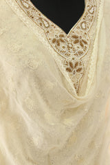 Ivory Beige Georgette Embroidered Suit
