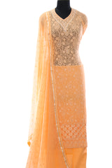 Orange Georgette Embroidered Suit
