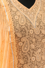 Orange Georgette Embroidered Suit
