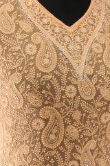 Orange Georgette Embroidered Suit