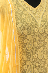 Yellow Georgette Embroidered Suit