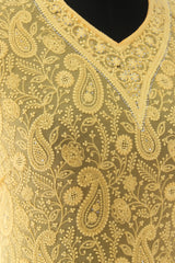 Yellow Georgette Embroidered Suit