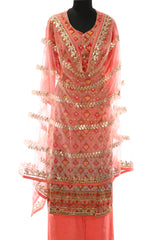 Pink Opara Silk Sequins and Thread Work Suit