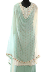 Off White Cotton Emroidered Suit