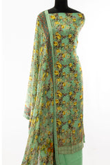 Green Crepe Printed with Swarovski Work Suit