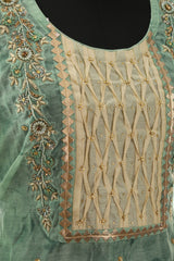 Green Chanderi Embroidered Suit