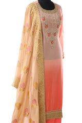 Peach Opara Silk Hand Embroidered Suit