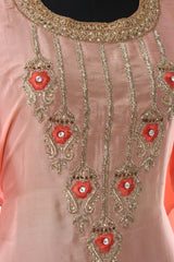 Peach Opara Silk Hand Embroidered Suit