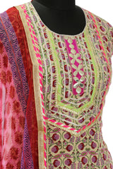 Respberry Red Cotton Printed Suit