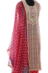 Respberry Red Cotton Printed Suit